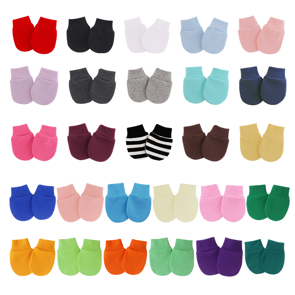 Baby Anti-scratch Face Gloves Protective Spandex Cotton Solid Color Newborn Mittens